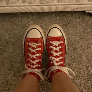Red high-top converse